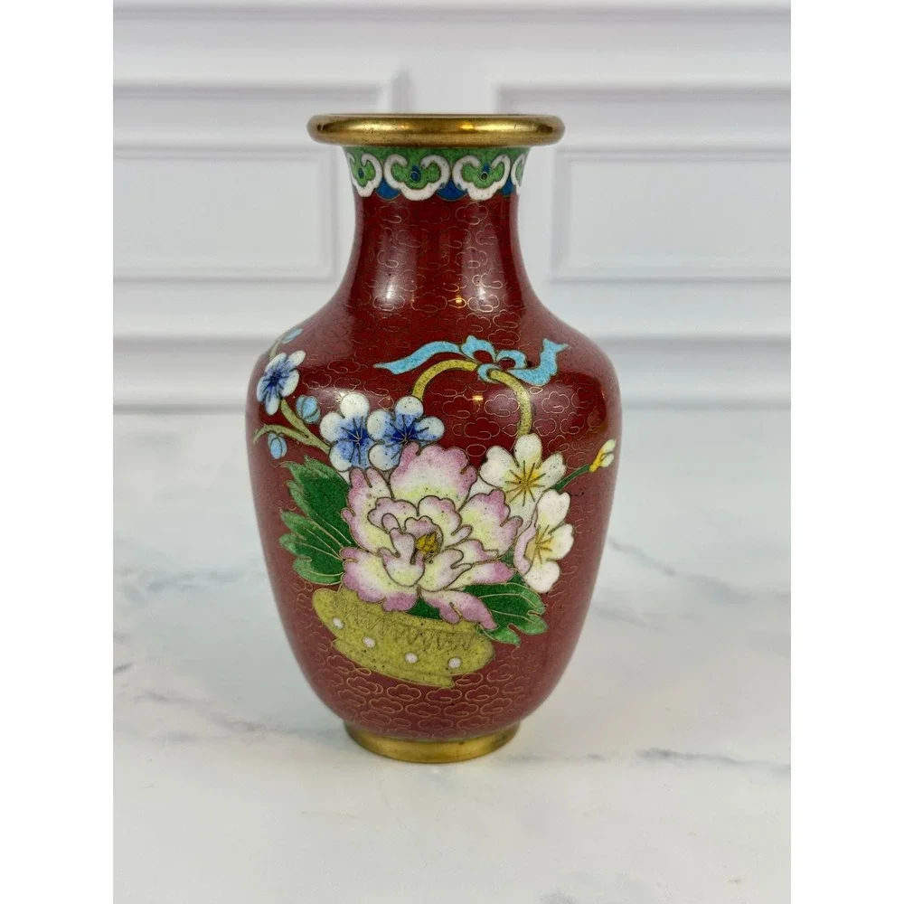 Vintage Brass Chinese Cloisonné 5